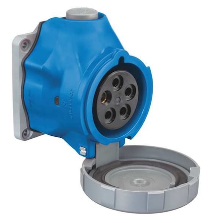 Hubbell Wiring Device-Kellems Pin & Sleeve Receptacle, 30 A, 120/208V AC, Three Phase, 4 Pole, IEC Grounding, Blue, NEMA 4X HBLS530R9W