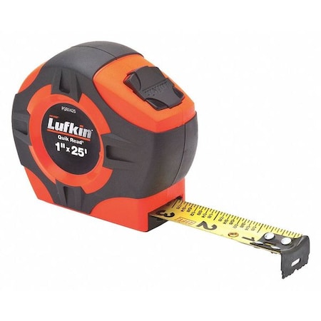 Crescent Lufkin 1" x 25' Quikread Power Return Yellow Clad Tape Measure PQR1425N
