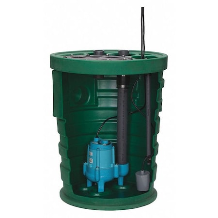 Little Giant Pump Sewage System, 1/2HP, 4inx2in, 9.5A, 1750rpm 511661