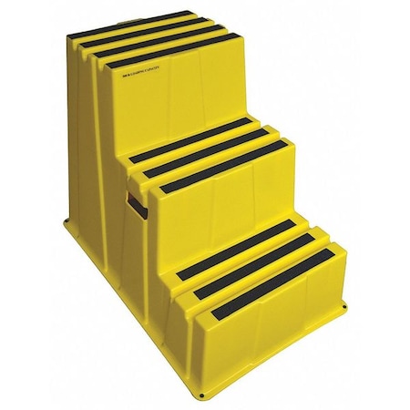 ZORO SELECT 3 Steps, Plastic Step Stand, 500 lb. Load Capacity, Yellow 44ZJ63