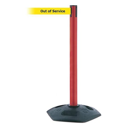 Tensabarrier Barrier Post with Belt, Black, 13 ft Length, 38 in Post Height, Out of Service 886-21-MAX-NO-YEX-C