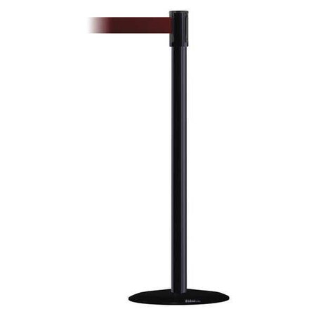 Tensabarrier Barrier Post with Belt, Black, 13 ft Length, 38 in Post Height, No Legend, Basics 890B-33-33-33-MAX-NO-R7X-C