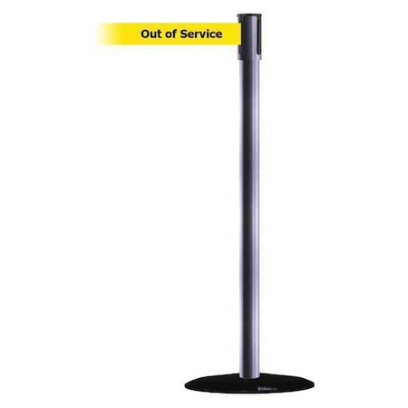 Tensabarrier Barrier Post with Belt, Black, 13 ft Length, 38 in Post Height, Out of Service, Basics 890B-33-73-73-MAX-NO-YEX-C