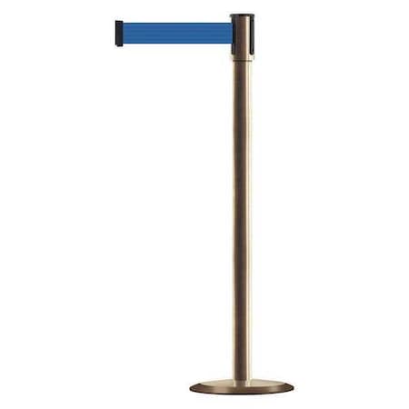 Tensabarrier Barrier Post with Belt, Satin Brass, 13 ft Length, 38 in Post Height, No Legend, Universal 890U-2S-2S-2S-MAX-NO-L5X-C