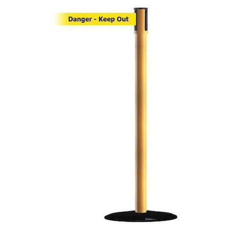Tensabarrier Barrier Post with Belt, Black, 13 ft Length, 38 in Post Height, Danger Keep Out, Basics 890B-33-35-35-MAX-NO-YDX-C