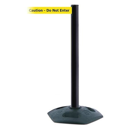Tensabarrier Barrier Post with Belt, Black, 13 ft Length, 38 in Post Height, Caution Do Not Enter 886-33-MAX-NO-YAX-C