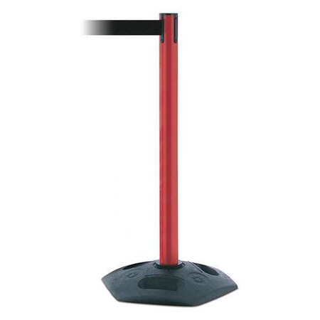 Tensabarrier Barrier Post with Belt, Black, 13 ft Length, 38 in Post Height, No Legend 886-21-MAX-NO-B9X-C