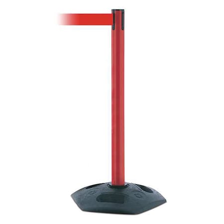 Tensabarrier Barrier Post with Belt, Black, 13 ft Length, 38 in Post Height, No Legend 886-21-MAX-NO-R5X-C