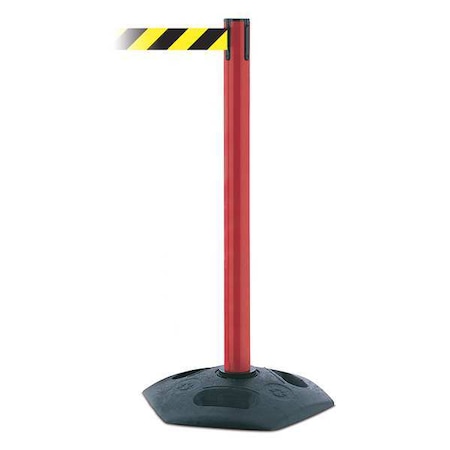 Tensabarrier Barrier Post with Belt, Black, 13 ft Length, 38 in Post Height, No Legend 886-21-MAX-NO-D4X-C