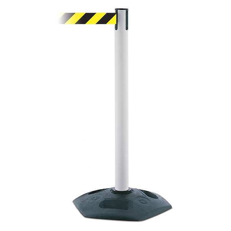 Tensabarrier Barrier Post with Belt, Black, 13 ft Length, 38 in Post Height, No Legend 886-32-MAX-NO-D4X-C
