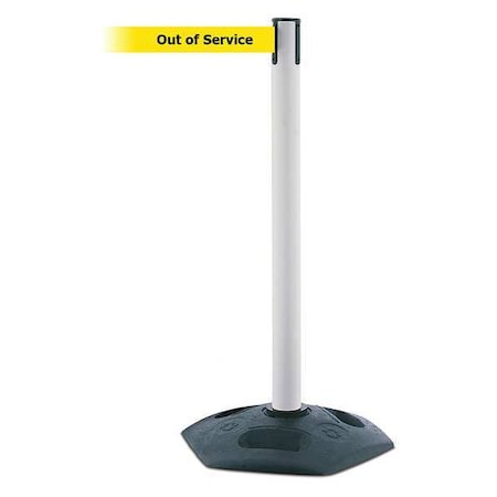 Tensabarrier Barrier Post with Belt, Black, 13 ft Length, 38 in Post Height, Out of Service 886-32-MAX-NO-YEX-C