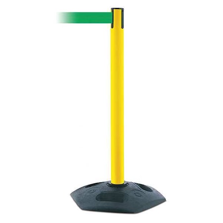 Tensabarrier Barrier Post with Belt, Black, 13 ft Length, 38 in Post Height, No Legend 886-35-MAX-NO-G6X-C