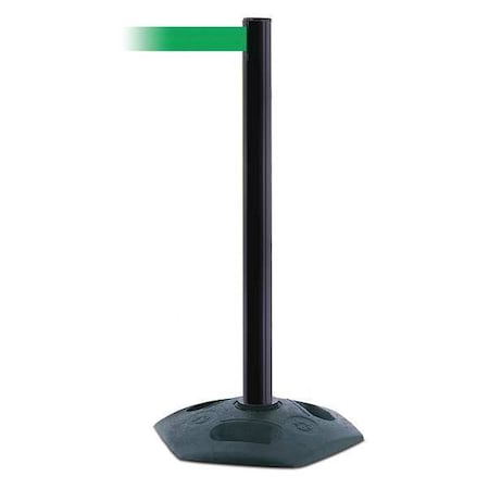 Tensabarrier Barrier Post with Belt, Black, 13 ft Length, 38 in Post Height, No Legend 886-33-MAX-NO-G6X-C