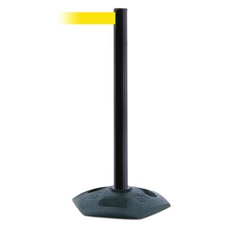 Tensabarrier Barrier Post with Belt, Black, 13 ft Length, 38 in Post Height, No Legend 886-33-MAX-NO-Y5X-C