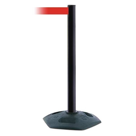 Tensabarrier Barrier Post with Belt, Black, 13 ft Length, 38 in Post Height, No Legend 886-33-MAX-NO-R5X-C