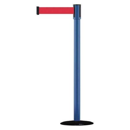 Tensabarrier Barrier Post with Belt, Black, 13 ft Length, 38 in Post Height, No Legend, Basics 890B-33-23-23-MAX-NO-R5X-C