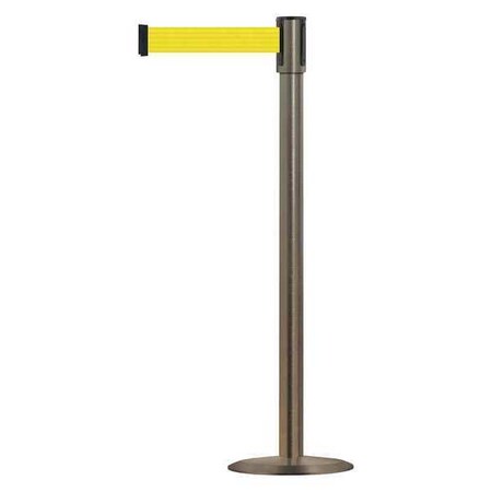 Tensabarrier Barrier Post with Belt, Satin Stainless Steel, 13 ft Length, 38 in Post Height, No Legend 890U-3S-3S-3S-MAX-NO-Y5X-C