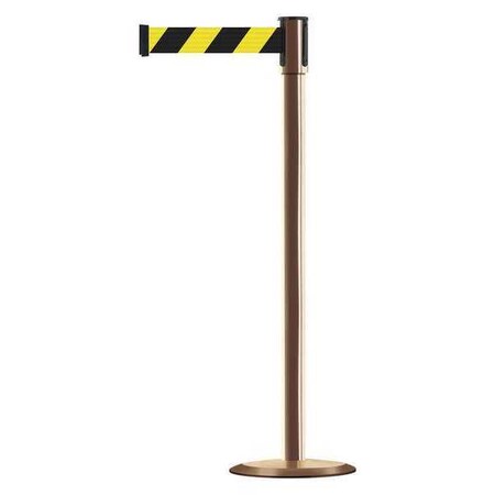 Tensabarrier Barrier Post with Belt, Polished Brass, 13 ft Length, 38 in Post Height, No Legend, Universal 890U-2P-2P-2P-MAX-NO-D4X-C