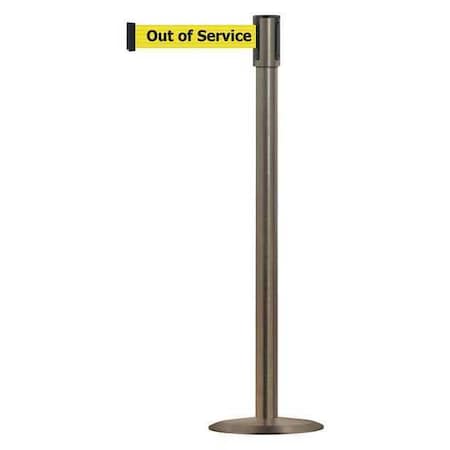 Tensabarrier Barrier Post with Belt, Satin Stainless Steel, 13 ft Length, 38 in Post Height, Out of Service 890U-3S-3S-3S-MAX-NO-YEX-C