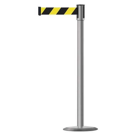 Tensabarrier Barrier Post with Belt, Polished Stainless Steel, 13 ft Length, 38 in Post Height, No Legend 890U-3P-3P-3P-MAX-NO-D4X-C