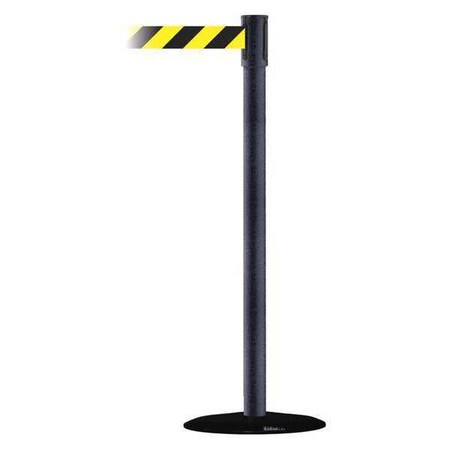 Tensabarrier Barrier Post with Belt, Black, 13 ft Length, 38 in Post Height, No Legend, Basics 890B-33-89-89-MAX-NO-D4X-C