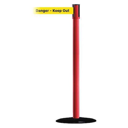 Tensabarrier Barrier Post with Belt, Black, 13 ft Length, 38 in Post Height, Danger Keep Out, Basics 890B-33-21-21-MAX-NO-YDX-C