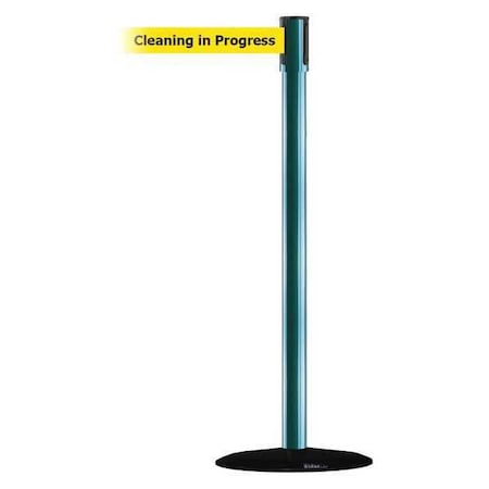 Tensabarrier Barrier Post with Belt, Black, 13 ft Length, 38 in Post Height, Cleaning in Progress, Basics 890B-33-28-28-MAX-NO-YCX-C