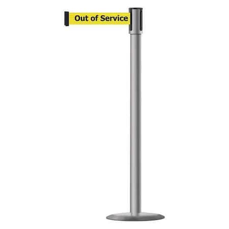 Tensabarrier Barrier Post with Belt, Black, 13 ft Length, 38 in Post Height, Out of Service, Universal 890U-3P-3P-3P-MAX-NO-YEX-C