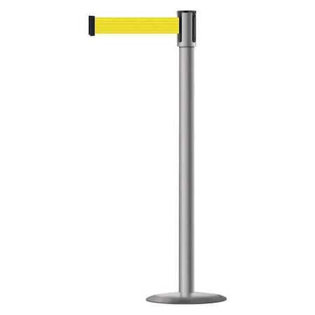Tensabarrier Barrier Post with Belt, Black, 13 ft Length, 38 in Post Height, No Legend, Universal 890U-3P-3P-3P-MAX-NO-Y5X-C