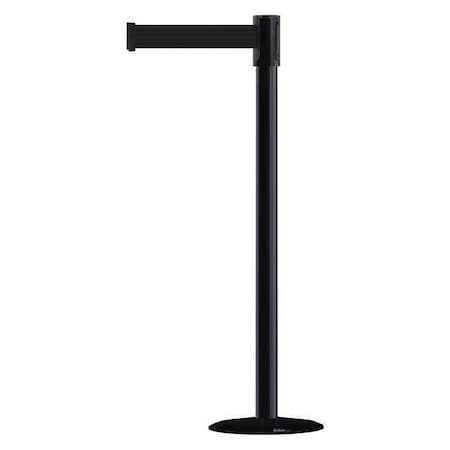 Tensabarrier Barrier Post with Belt, Black, 13 ft Length, 38 in Post Height, No Legend, Basics 890B-33-33-33-MAX-NO-B9X-C