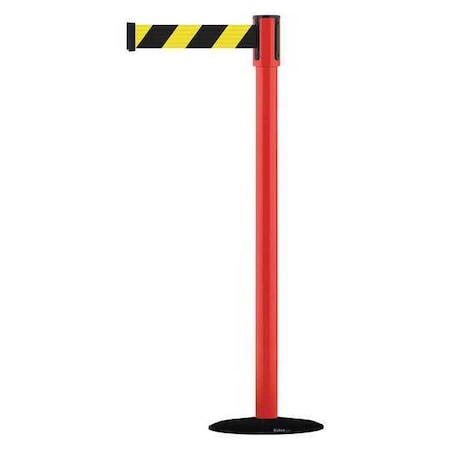 Tensabarrier Barrier Post with Belt, Satin Chrome, 13 ft Length, 38 in Post Height, No Legend, Basics 890B-33-21-21-MAX-NO-D4X-C