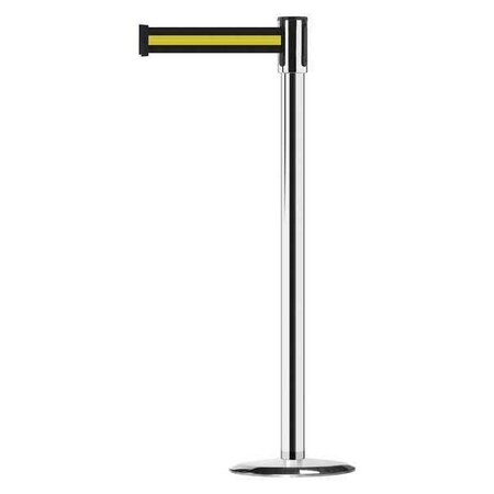 Tensabarrier Barrier Post with Belt, Polished Brass, 13 ft Length, 38 in Post Height, No Legend, Universal 890U-1P-1P-1P-MAX-NO-S4X-C