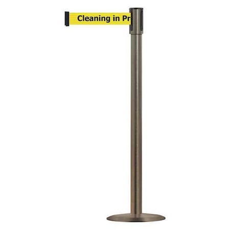 Tensabarrier Barrier Post with Belt, Polished Stainless Steel, 13 ft Length, 38 in Post Height, Universal 890U-3S-3S-3S-MAX-NO-YCX-C