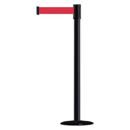 Tensabarrier Barrier Post with Belt, Black, 13 ft Length, 38 in Post Height, No Legend, Basics 890B-33-33-33-MAX-NO-R5X-C