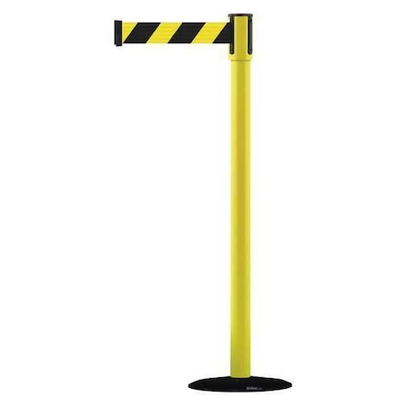 Tensabarrier Barrier Post with Belt, Black, 13 ft Length, 38 in Post Height, No Legend, Basics 890B-33-35-35-MAX-NO-D4X-C