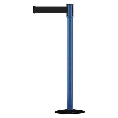 Tensabarrier Barrier Post with Belt, Black, 13 ft Length, 38 in Post Height, No Legend, Basics 890B-33-23-23-MAX-NO-B9X-C