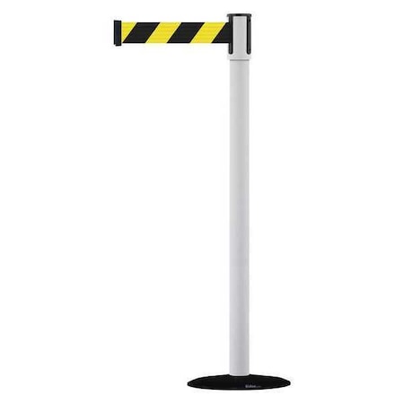 Tensabarrier Barrier Post with Belt, Black, 13 ft Length, 38 in Post Height, No Legend, Basics 890B-33-32-32-MAX-NO-D4X-C