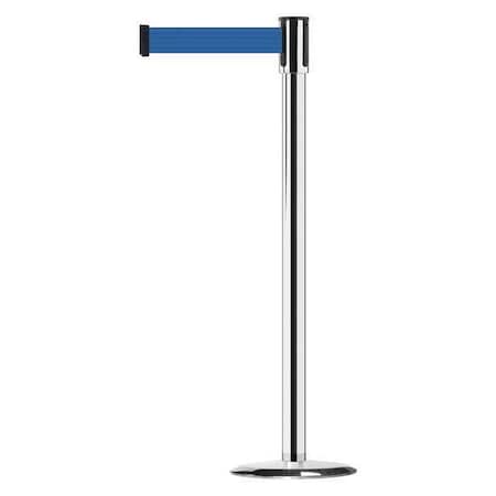 Tensabarrier Barrier Post with Belt, Polished Chrome, 13 ft Length, 38 in Post Height, No Legend, Universal 890U-1P-1P-1P-MAX-NO-L5X-C