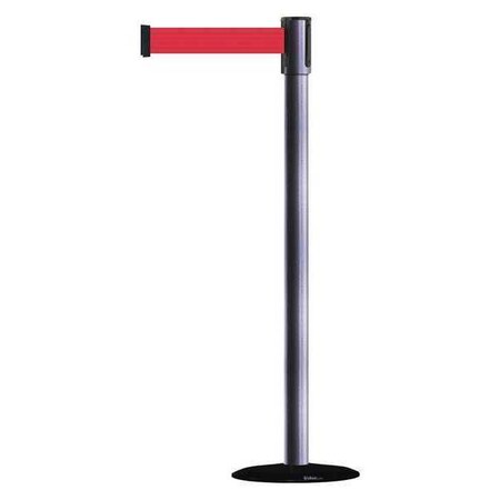 Tensabarrier Barrier Post with Belt, Black, 13 ft Length, 38 in Post Height, No Legend, Basics 890B-33-73-73-MAX-NO-R5X-C