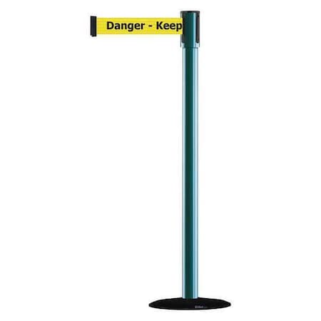 Tensabarrier Barrier Post with Belt, Black, 13 ft Length, 38 in Post Height, Danger Keep Out, Basics 890B-33-28-28-MAX-NO-YDX-C