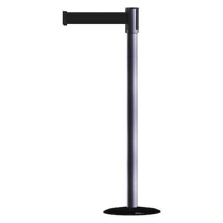 Tensabarrier Barrier Post with Belt, Black, 13 ft Length, 38 in Post Height, No Legend, Basics 890B-33-73-73-MAX-NO-B9X-C