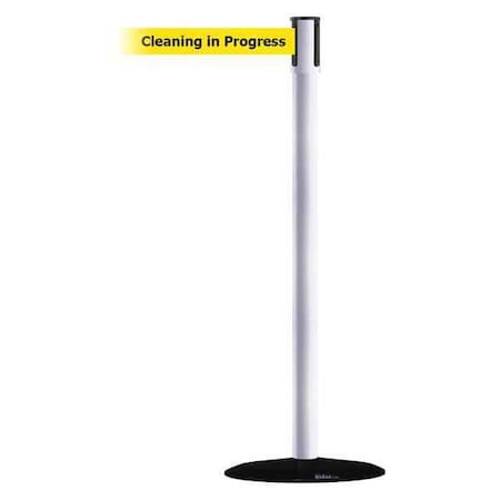 Tensabarrier Barrier Post with Belt, Black, 13 ft Length, 38 in Post Height, Cleaning in Progress, Basics 890B-33-32-32-MAX-NO-YCX-C