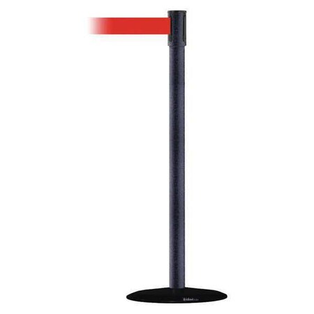 Tensabarrier Barrier Post with Belt, Black, 13 ft Length, 38 in Post Height, No Legend, Basics 890B-33-89-89-MAX-NO-R5X-C