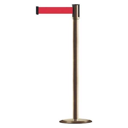 Barrier Post with Belt, Satin Brass, 13 ft Length, 38 in Post Height, No Legend, Universal