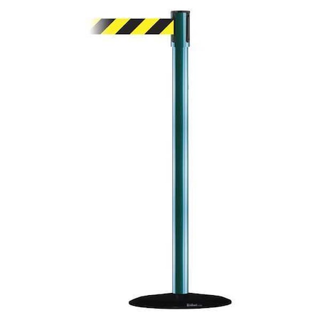 Tensabarrier Barrier Post with Belt, Black, 13 ft Length, 38 in Post Height, No Legend, Basics 890B-33-28-28-MAX-NO-D4X-C