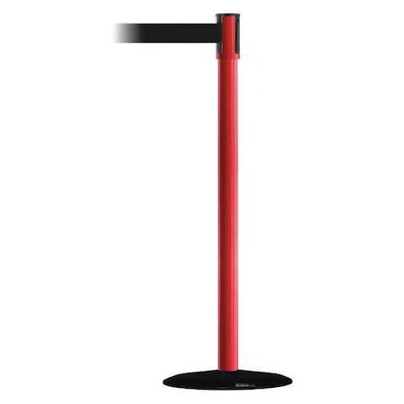 Tensabarrier Barrier Post with Belt, Black, 13 ft Length, 38 in Post Height, No Legend, Basics 890B-33-21-21-MAX-NO-B9X-C