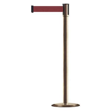 Tensabarrier Barrier Post with Belt, Satin Brass, 13 ft Length, 38 in Post Height, No Legend, Universal 890U-2S-2S-2S-MAX-NO-R7X-C