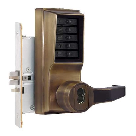 Dormakaba Push Button Lockset, Right, Antique Brass R8146B-05-41