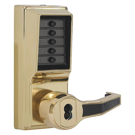 Dormakaba Push Button Lockset, Right, Bright Brass R8148B-03-41