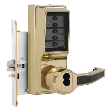 Dormakaba Push Button Lockset, 8000, Bright Brass R8146B-03-41